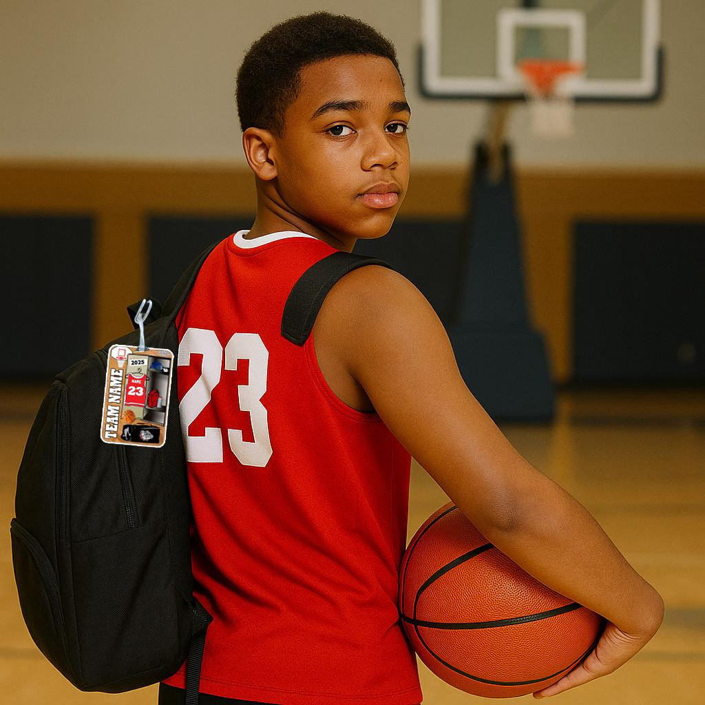 Stinky Lockers Personalized Basketball Luggage Tag with Loop 
