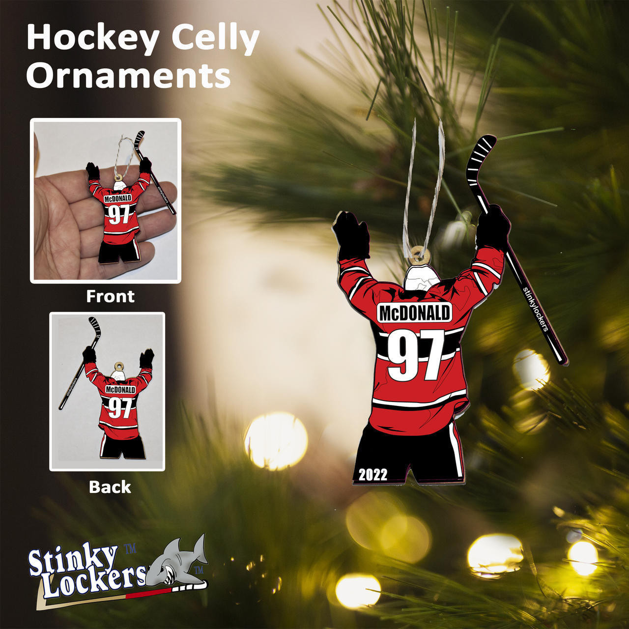 Stinky Lockers Personalized Color Hockey Ornament for Your Hockey Player