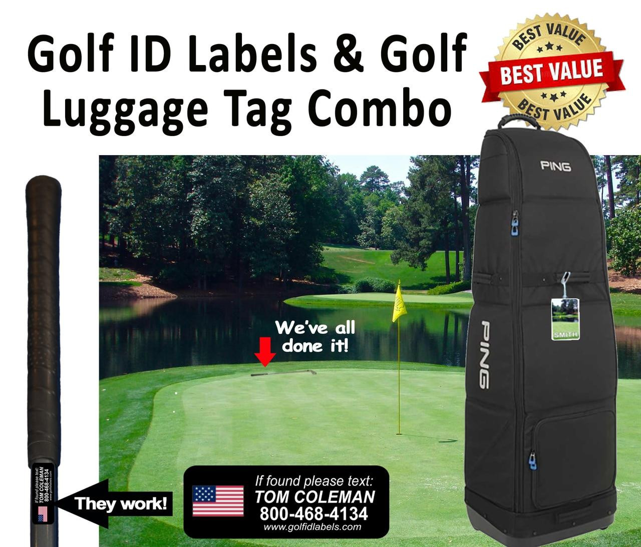 2 Golfer Combo or 2 Sets of Golf ID Decals and 2 Bag Tags