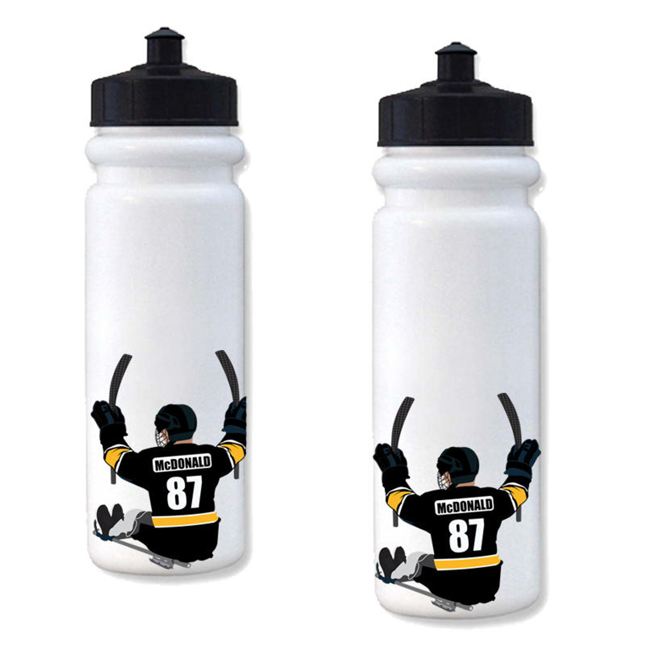 Personalized Sledge Hockey Water Bottle Sticker