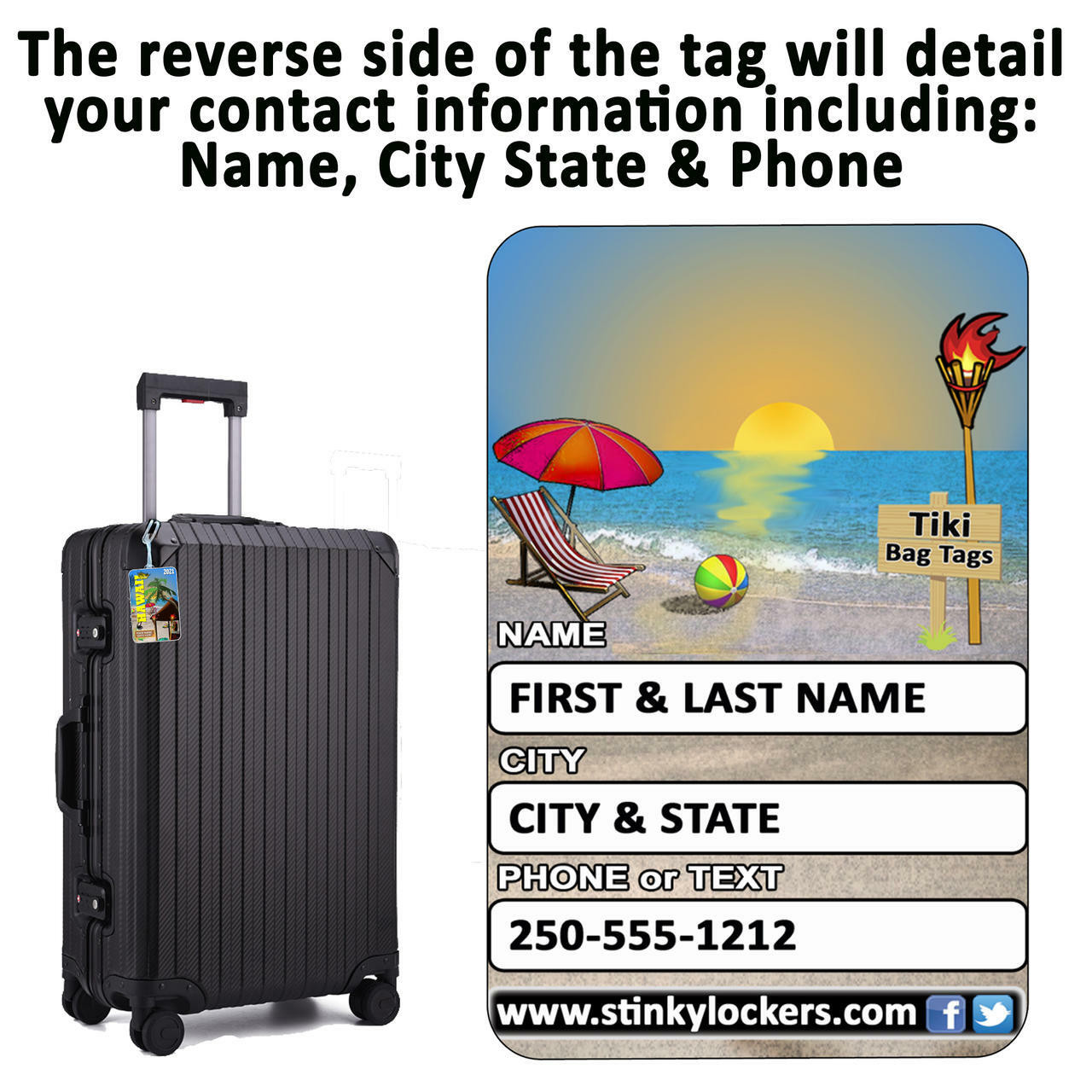 Personalized Las Vegas Luggage Tag -No Show Girl