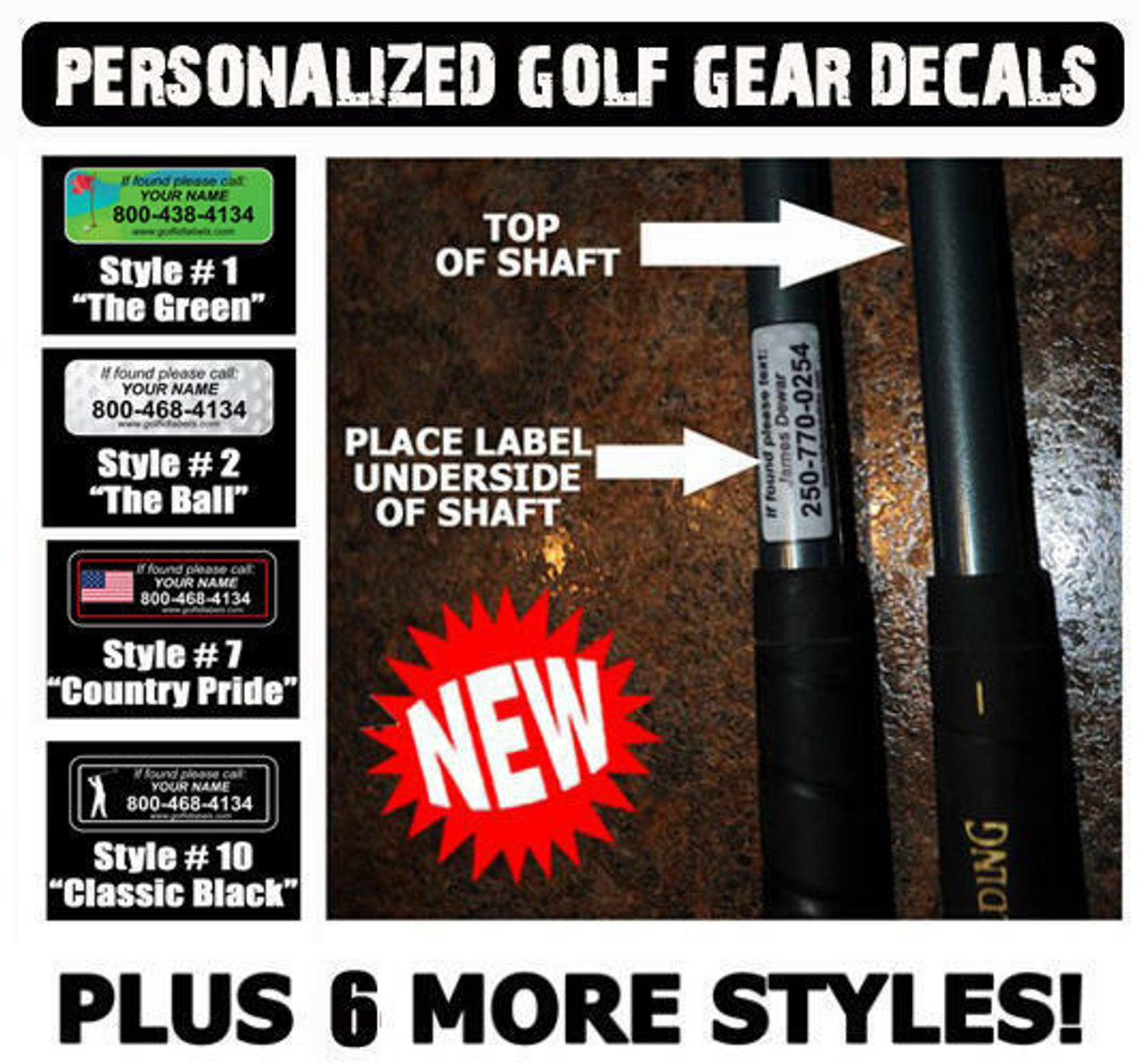 Personalized Golf Club Stickers - Set of 14 Customily