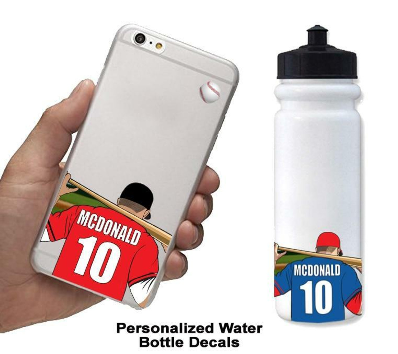Personalized Baseball Water Bottle Sticker-Custom Colors
