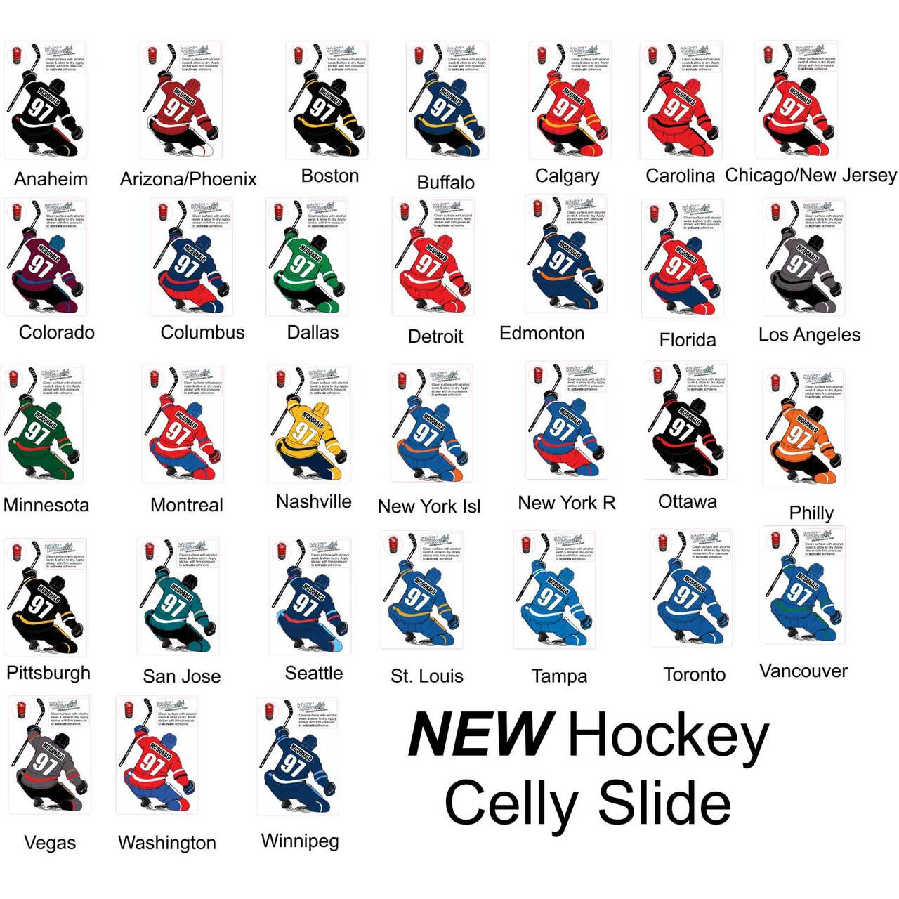 3 Pack Celly Slide Sticker for your Water Bottle or Cell Phone or Laptop or Thermal Mug and More