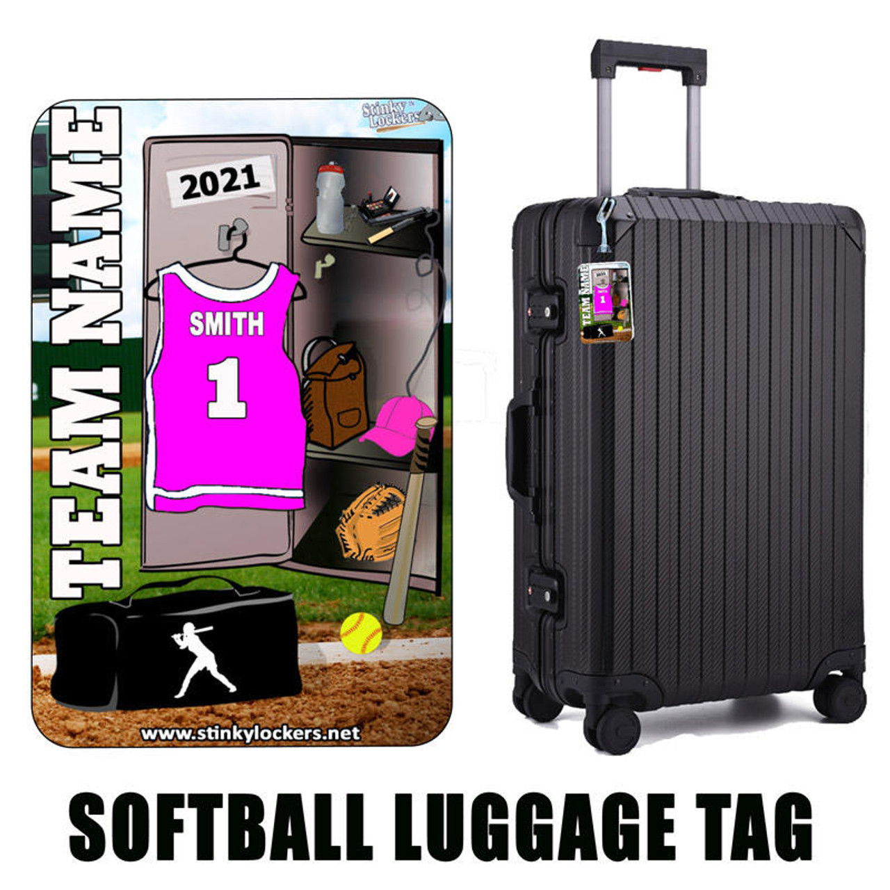 Personalized Softball Luggage Tag with Loop
