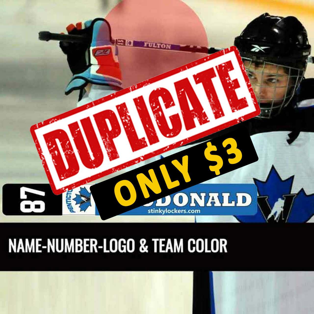 Personalized Hockey Stick Sticker-Duplicate