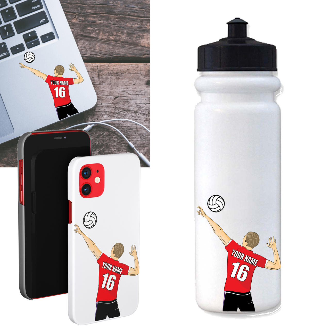 Stinky Lockers Personalized Male Volleyball Cell Phone Sticker