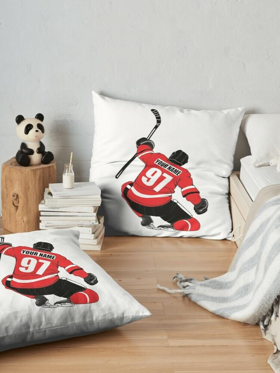 Hockey Fan Personalized Throw Pillow Cover | Sockprints