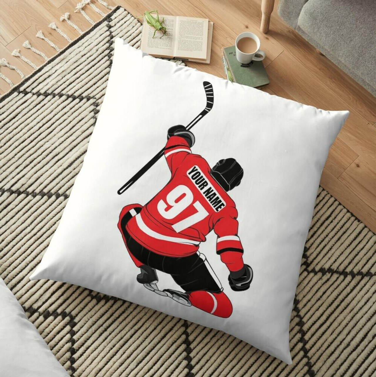 Personalized Hockey Floor Pillow Cover