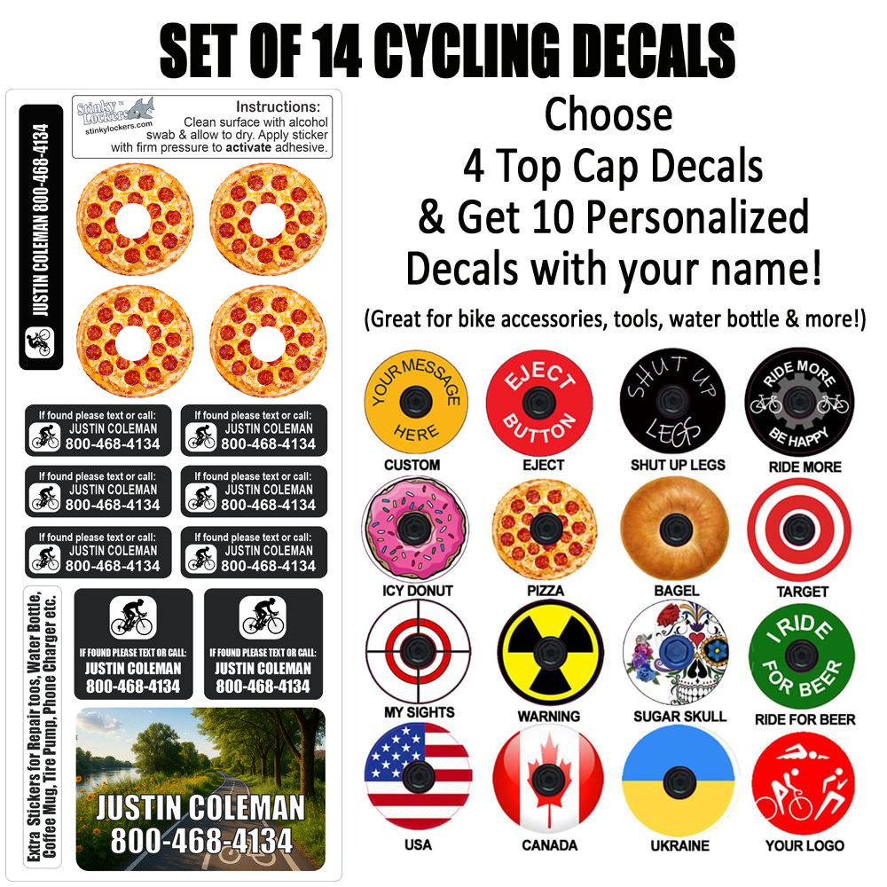 Stinky Lockers Assorted Top Cap & Cycling Decals-Set of 14 