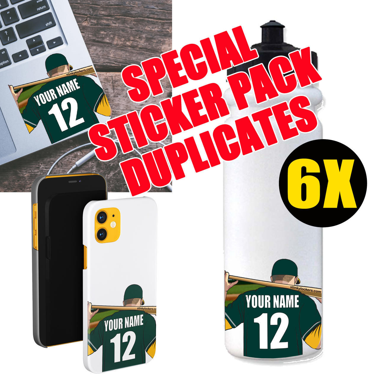 6 Pack Baseball Stickers- Duplicate RB