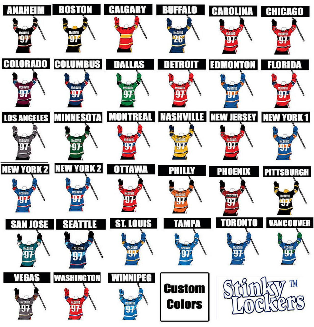 Stinky Lockers Personalized Goalie Stickers-6 Pack 
