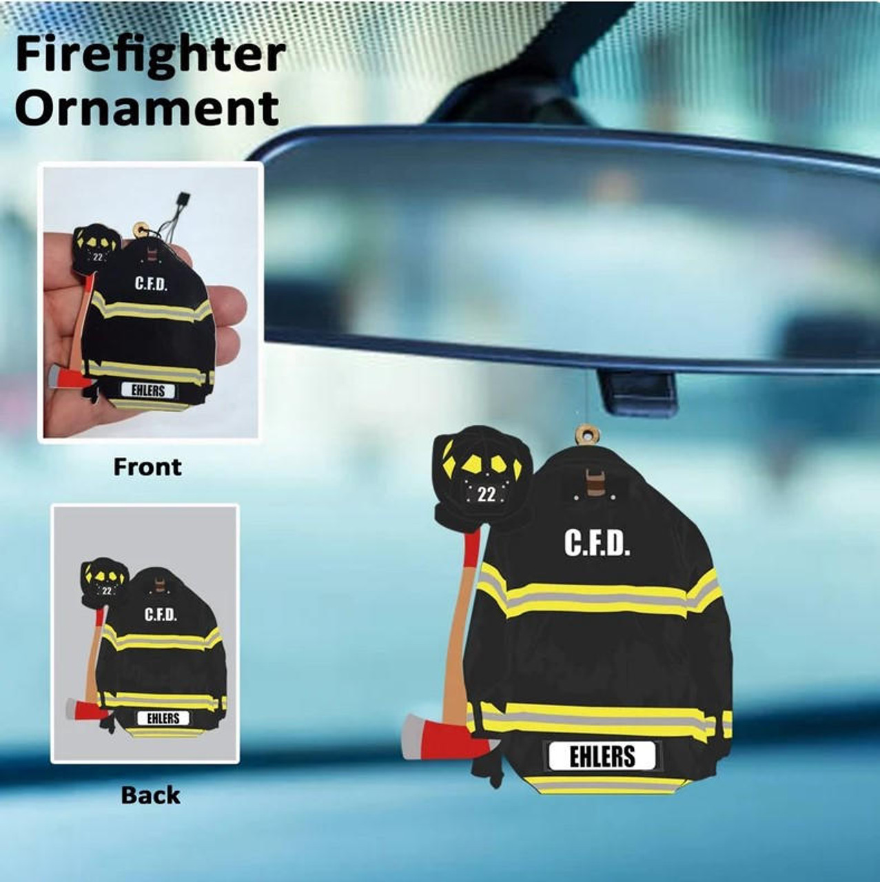  Personalized Firefighter Ornament for your Hero | Ornament with Your Station Number | Department | Last Name or Nickname 