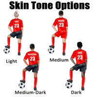 Stinky Lockers 12 Dollar Special-2 Female Soccer Stickers & FREE Digital Download Coloring Pages, image of soccer players with different skin tone options including Light, Medium, Medium Dark, and Dark.