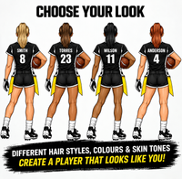 Choose from multiple hair styles, hair colors and skin tones to create a personalized flag football player sticker that matches your athlete.