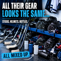 Personalized hockey stickers prevent gear mix-ups by helping players easily identify sticks, helmets, and water bottles in busy locker rooms.