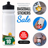 Personalized Baseball Water Bottle Sticker