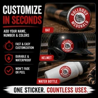 Stinky Lockers Grand Slam ID Pack, personalized gear stickers for Bat, Helmet, and Water Bottle featuring Bulldogs McDonald logo.