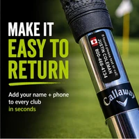 Stinky Lockers Personalized Golf Club Stickers - Set of 17, close-up image showing a custom sticker on a golf club with a Canadian flag and text.