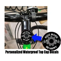 Custom logo bike top cap decals personalized with your business logo, cycling club logo or custom artwork for road and mountain bikes.