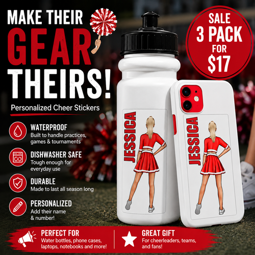 Stinky Lockers Personalized Cheer Dance Stickers | Water Bottle | Cell Phone | Laptop