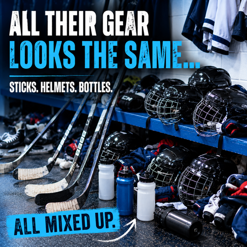 Personalized hockey stickers prevent gear mix-ups by helping players easily identify sticks, helmets, and water bottles in busy locker rooms.