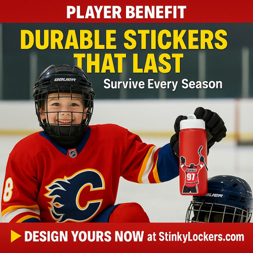 Stinky Lockers Personalized Hockey Sticker for your Water Bottle | Cell Phone | Laptop | Thermal Mug & More
