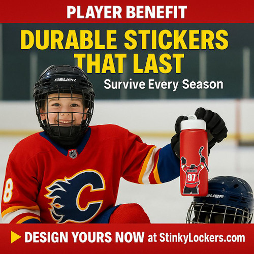 Stinky Lockers Personalized Hockey Sticker for your Water Bottle | Cell Phone | Laptop | Thermal Mug & More 