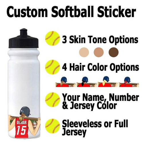 Personalized Softball Water Bottle Sticker