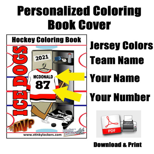 Personalized Coloring Page Digital Download Printable Pages For Your Hockey Player