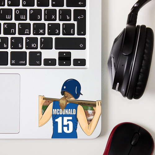 Personalized Softball Laptop Sticker