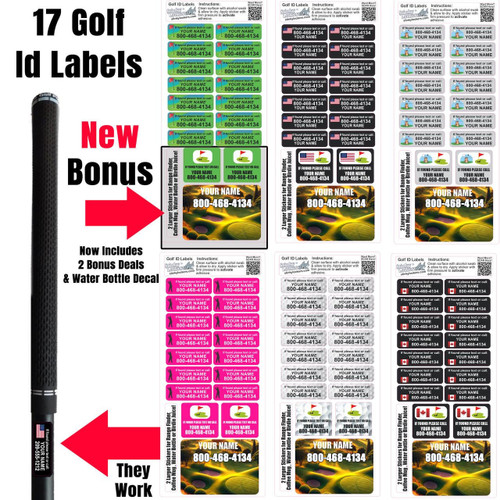 Personalized Golf Club Stickers - Set of 17