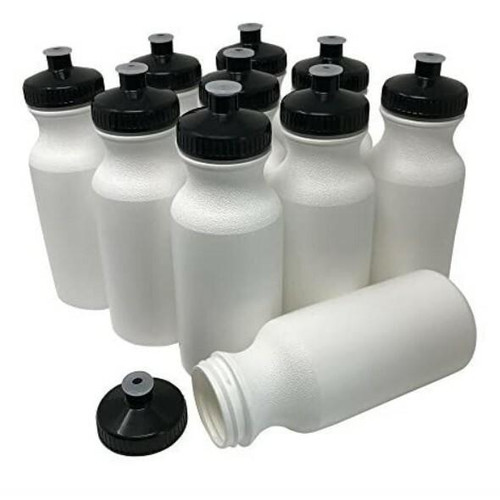 20oz Sports Water Bottles, 10 Pack, Reusable No BPA Plastic, Pull Top Leakproof Drink Spout