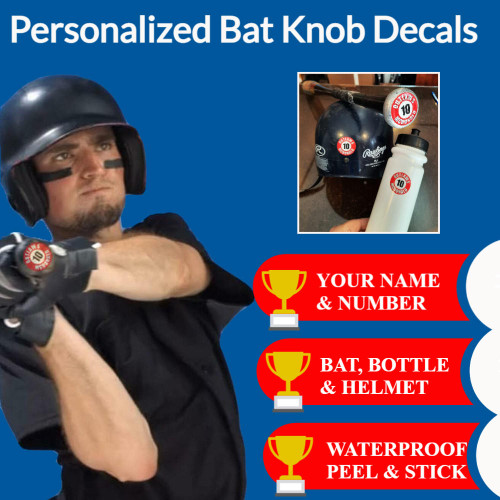 Stinky Lockers Personalized Baseball | Softball Bat Knob Stickers-Set of 4  