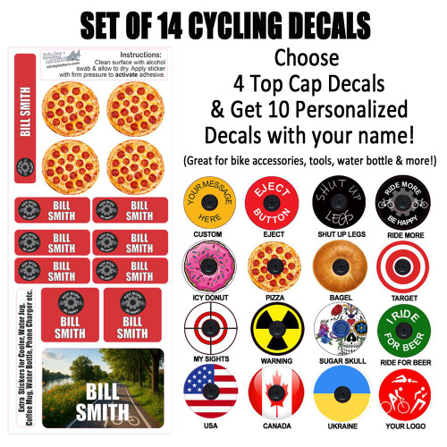 Stinky Lockers Assorted Top Cap & Cycling Decals-Set of 14 