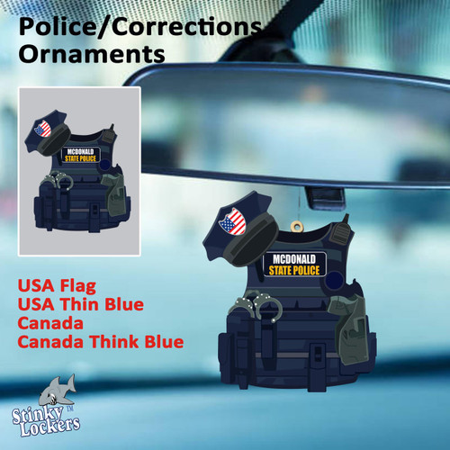  Personalized Police or Corrections Ornament for your Hero | Laminated Labels For Your Water Bottle, Laptop or Phone | Decals That Last & Won't Peel Off 