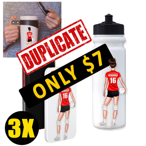 Stinky Lockers 3 Pack Personalized Female Volleyball Sticker-Duplicates 