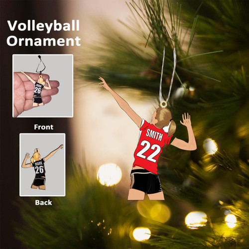  Personalized Christmas Volleyball Ornament for your Volleyball Player | Volleyball Player Gift with Name, Jersey Number, & Team colors 