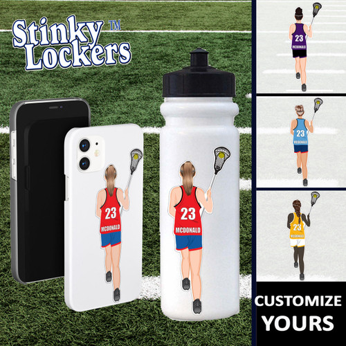 Stinky Lockers Personalized Female Field LAX Sticker  