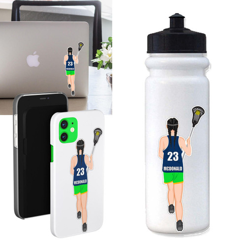 Stinky Lockers 3 Pack Personalized Female Field Lacrosse Sticker  
