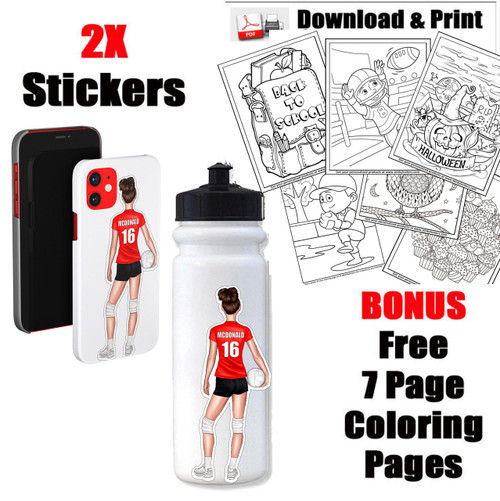 Stinky Lockers 10 Dollar Special-2 Volleyball Stickers & FREE Digital Download Coloring Pages