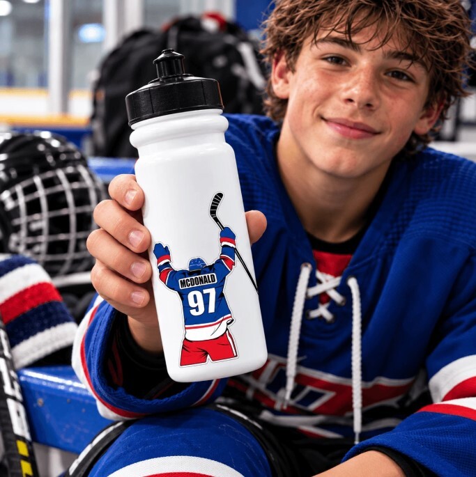 Three personalized Celly water bottle stickers