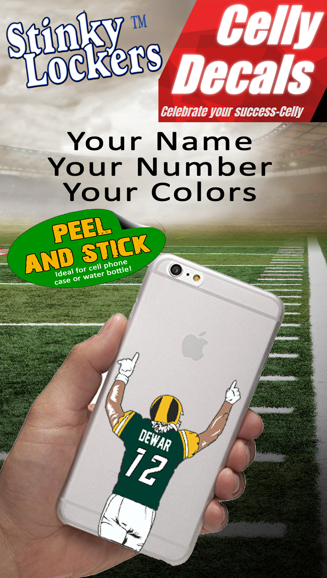 Football Celly Decals-Personalized - Stinky Lockers Ltd.