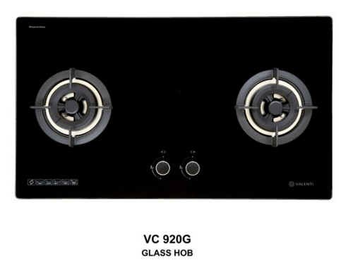 Cocco VC 920G 90cm tempered glass 2-burner gas hob top view showing wide black glass surface — Arimokko Singapore designer kitchen