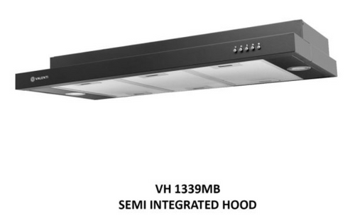 Valenti VH 1339MB black finish semi-integrated cooker hood — Arimokko Singapore modern designer kitchen