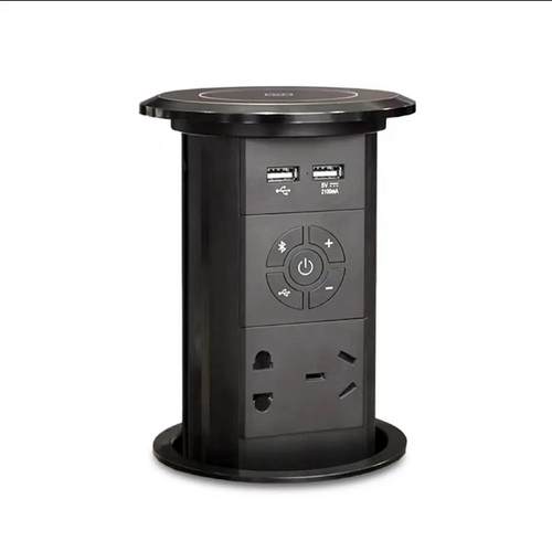EREBOR S6 electric 2-way pop-up power socket with audio jack for dining table study desk — Arimokko Singapore retractable power
