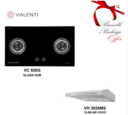 Cocco VC 920G 90cm glass 2-burner hob with matching cooker hood premium designer bundle — Arimokko Singapore landed home
