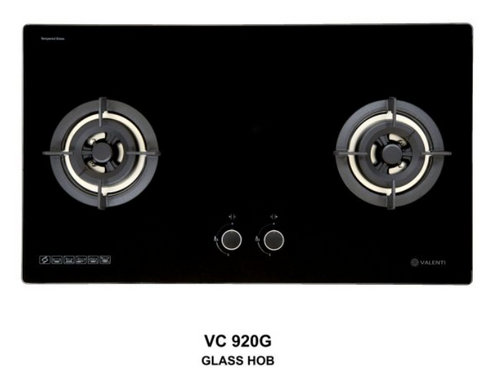 Cocco VC 920G 90cm tempered glass 2-burner gas hob top view showing wide black glass surface — Arimokko Singapore designer kitchen