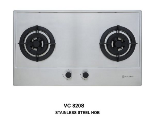 Cocco VC 820S 2-burner stainless steel compact built-in gas hob top view — Arimokko Singapore kitchen appliance studio apartment