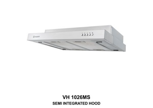 Valenti VH 1026MS 600mm semi-integrated stainless steel cooker hood front view — Arimokko Singapore HDB BTO kitchen